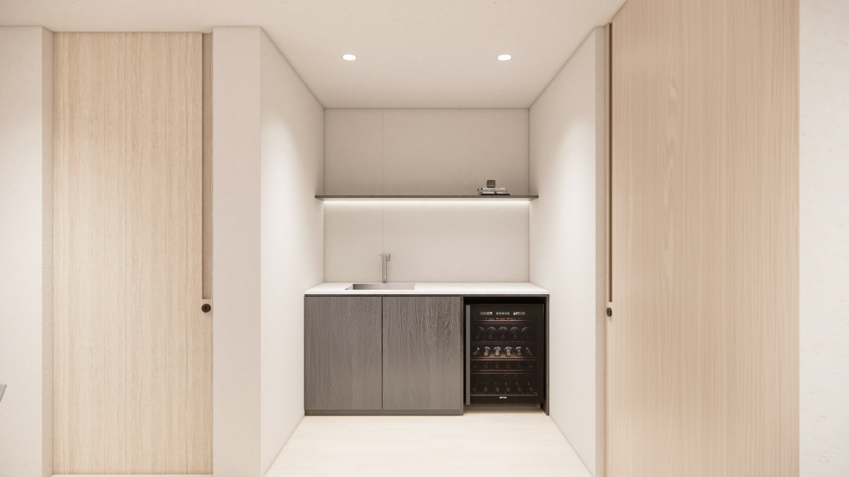 Bar nook with wine fridge